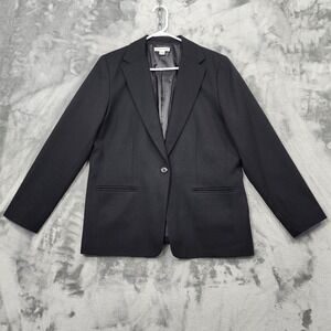 Vintage Pendleton Blazer Womens 16 Black Virgin Wool Single-Button Lined Preppy